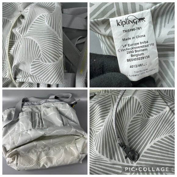 Kipling Gray/Yellow Nylon Large Shopper Bag - Picture 12 of 13